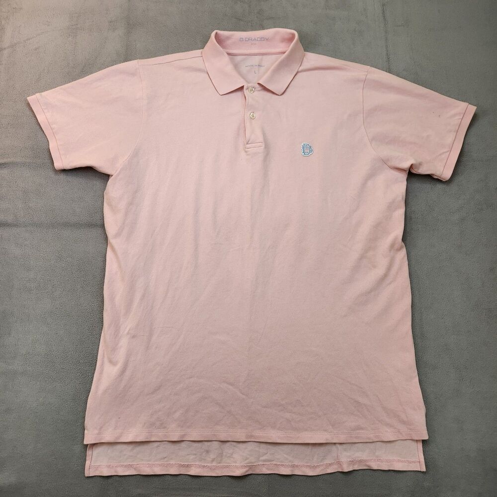 B. Draddy‎ Polo Shirt Men's L Pink Short Sleeve Golf Pima Cotton Stretch